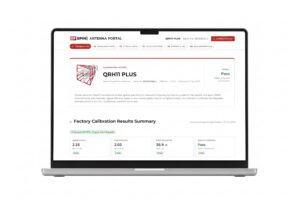 RF SPIN Antenna Portal calibration report on a laptop